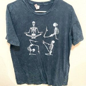 Skeleton Yoga Graphic Tee - Black Mineral Washed